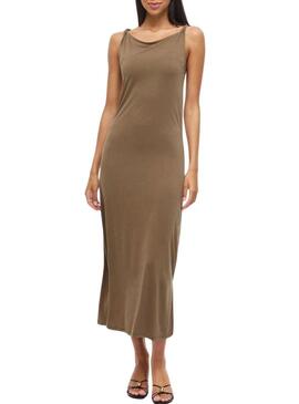 Vestido Vila Vimodala midi marrom para mulher