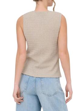 Colete Only Ilse estrutura bege para mulher.