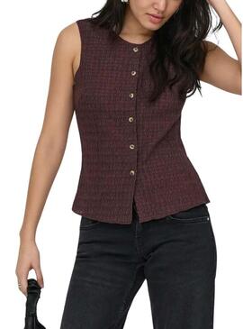 Colete Only Ilse estrutura marrom para mulher.