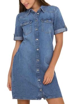 Vestido lavada de meio comprimento Only para mulher.