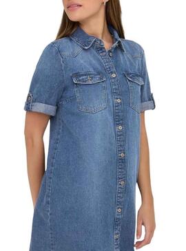 Vestido lavada de meio comprimento Only para mulher.