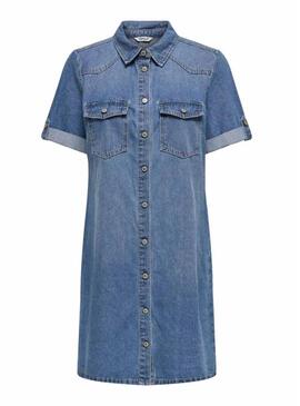 Vestido lavada de meio comprimento Only para mulher.