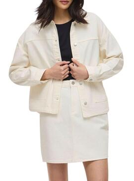 Jaqueta de ganga branca Vila Jaf para mulher.