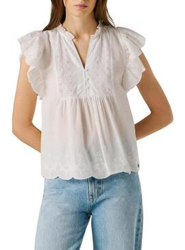 Blusa Pepe Jeans Daki branca para mulher.