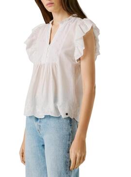 Blusa Pepe Jeans Daki branca para mulher.