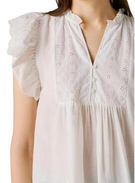 Blusa Pepe Jeans Daki branca para mulher.