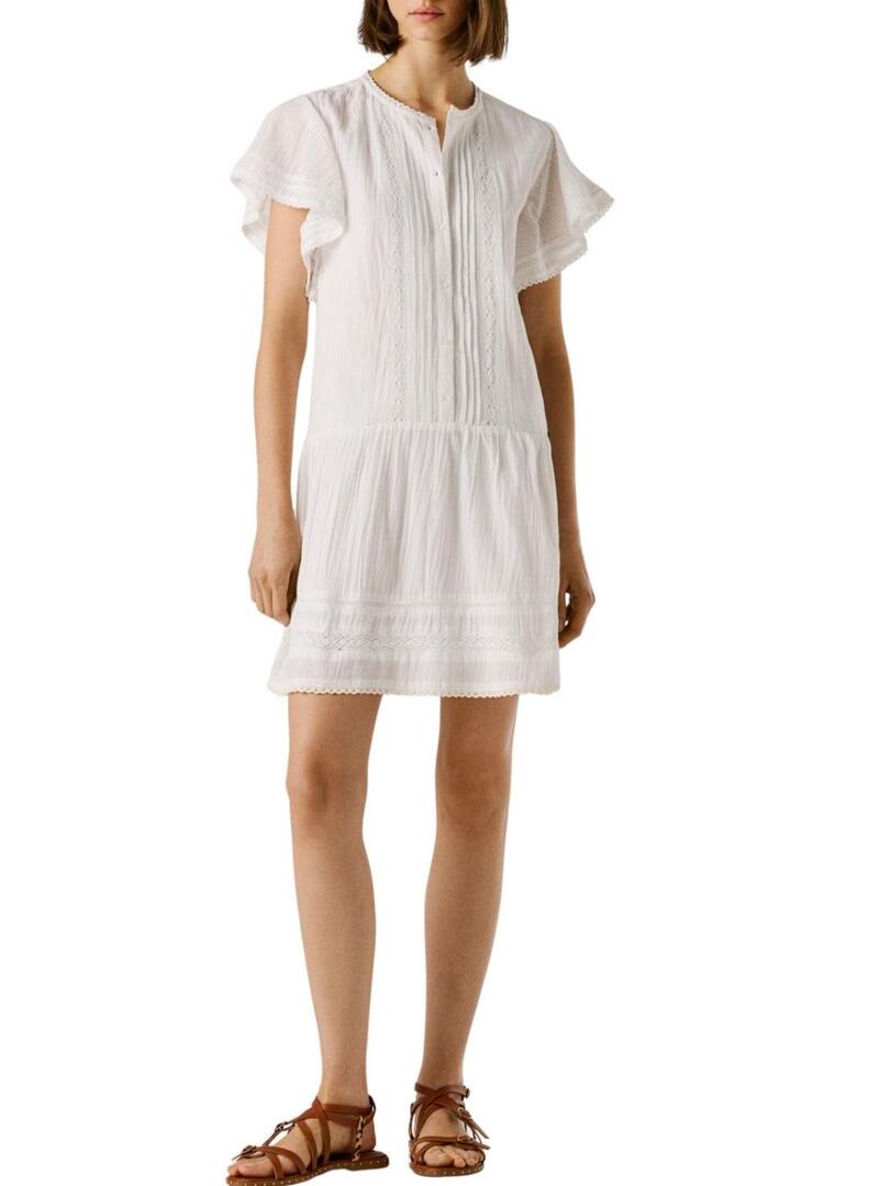 Vestido Pepe Jeans Destin branco para mulher.