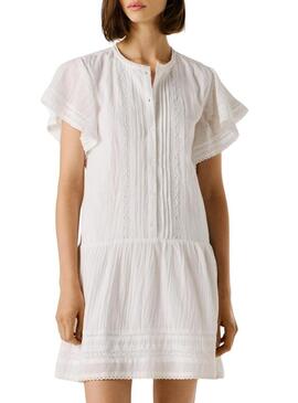 Vestido Pepe Jeans Destin branco para mulher.
