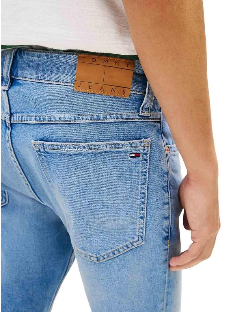 Bermuda de ganga Tommy Jeans Ronnie lavada clara para homens.