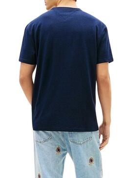 Camiseta Tommy Jeans Waffle azul para homem.