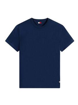 Camiseta Tommy Jeans Waffle azul para homem.