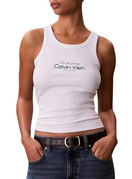 Camiseta Calvin Klein Jeans Contour branca para mulher