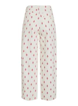 Calça de ganga branca Vila Viemma com bordados para mulher.