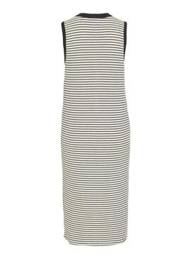 Vestido Vila Vijolie listrado preto e branco para mulher.