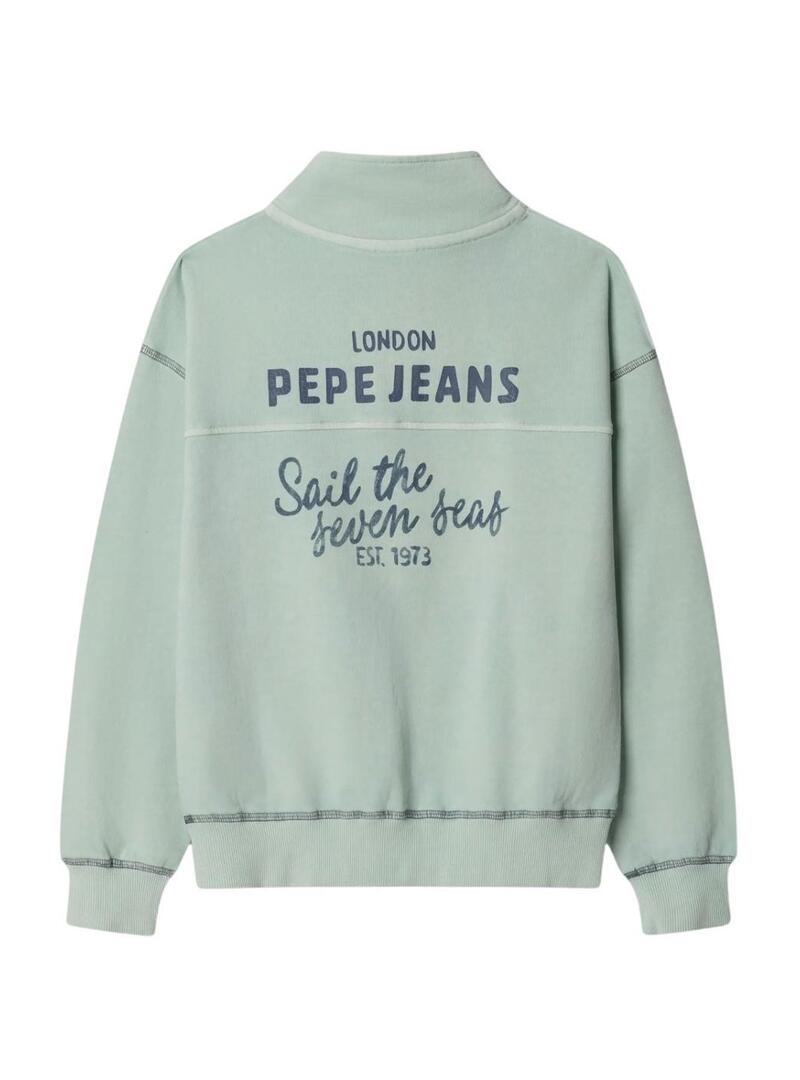 Moletom Pepe Jeans Preston verde água para menino.