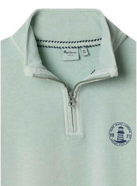 Moletom Pepe Jeans Preston verde água para menino.
