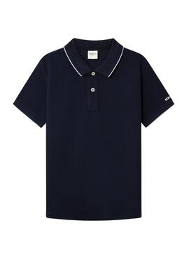 Polo Pepe Jeans Hayden básico azul marino para meninos.