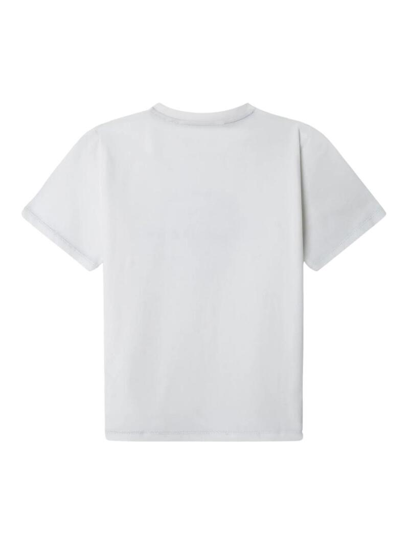 Camiseta Pepe Jeans Beckett logo branco para criança.