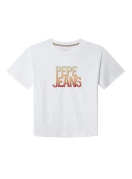 Camiseta Pepe Jeans Sage logo degradado branco para criança