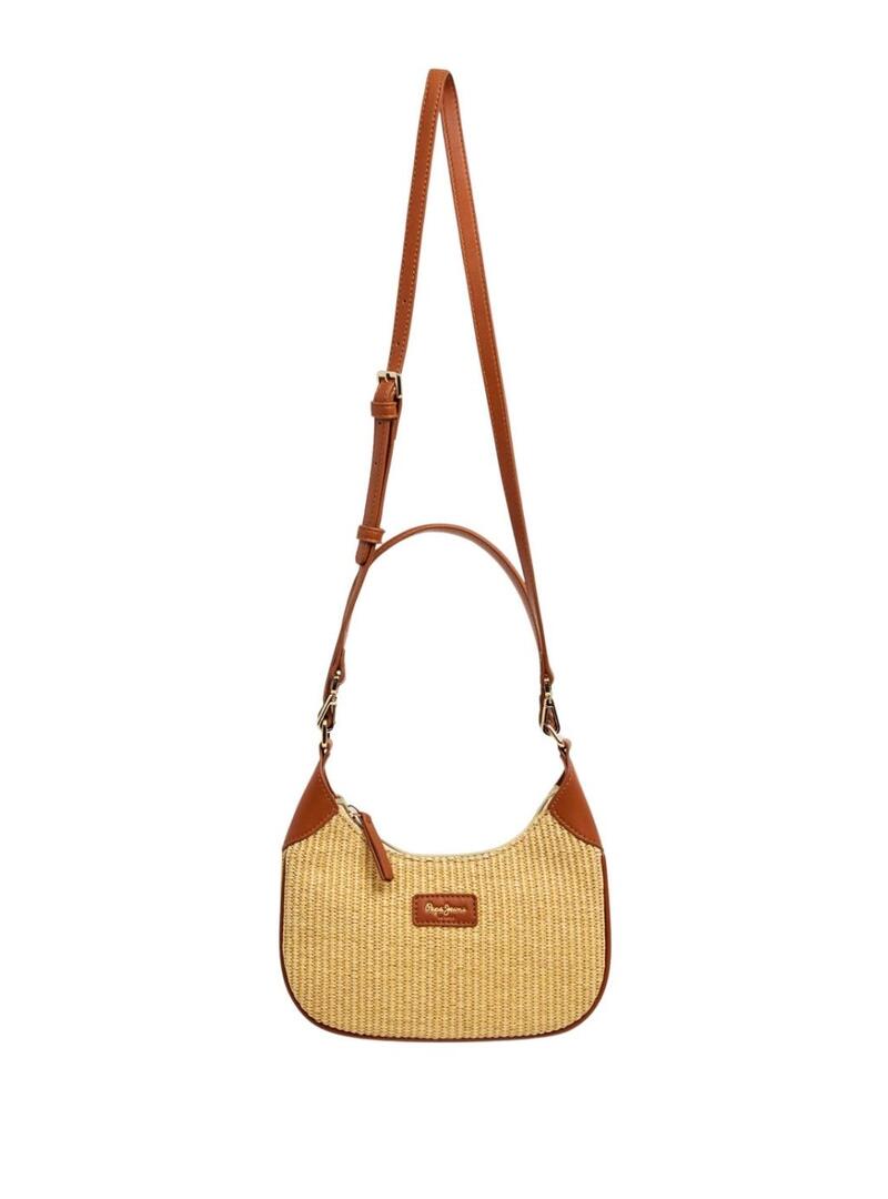 Bolsa Pepe Jeans Trish de ráfia para mulher.