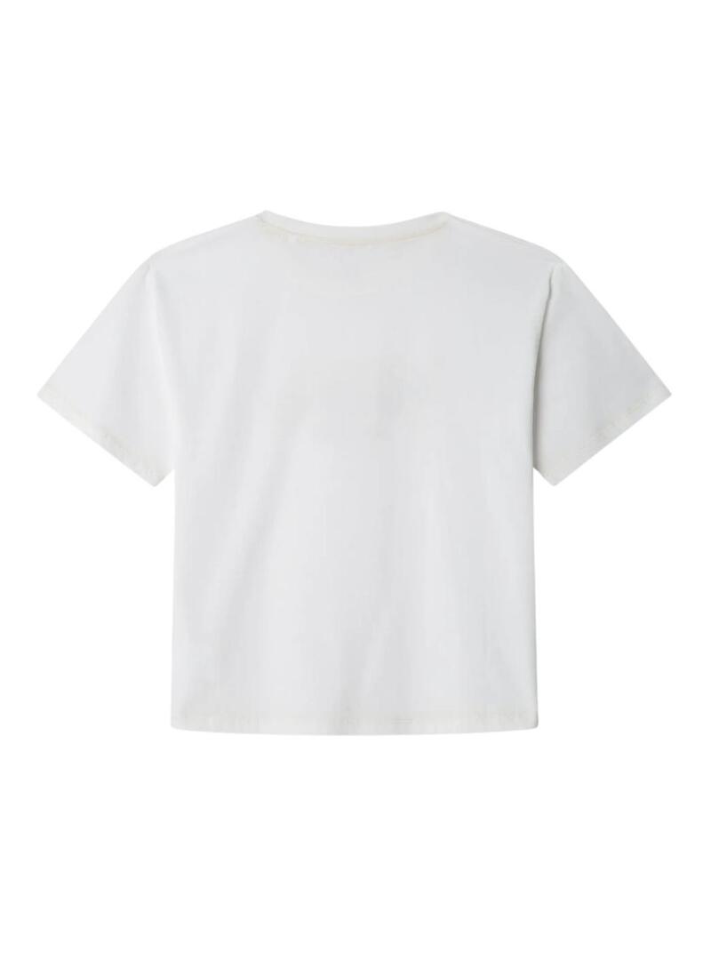 Camiseta Pepe Jeans Joshua logo branco desgastado para criança