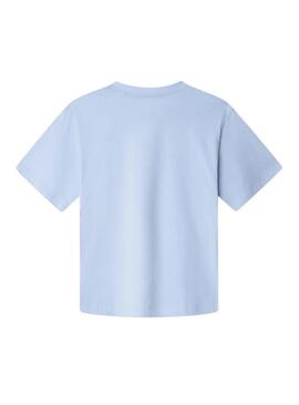 Camiseta Pepe Jeans Joshua logo azul céu para criança.