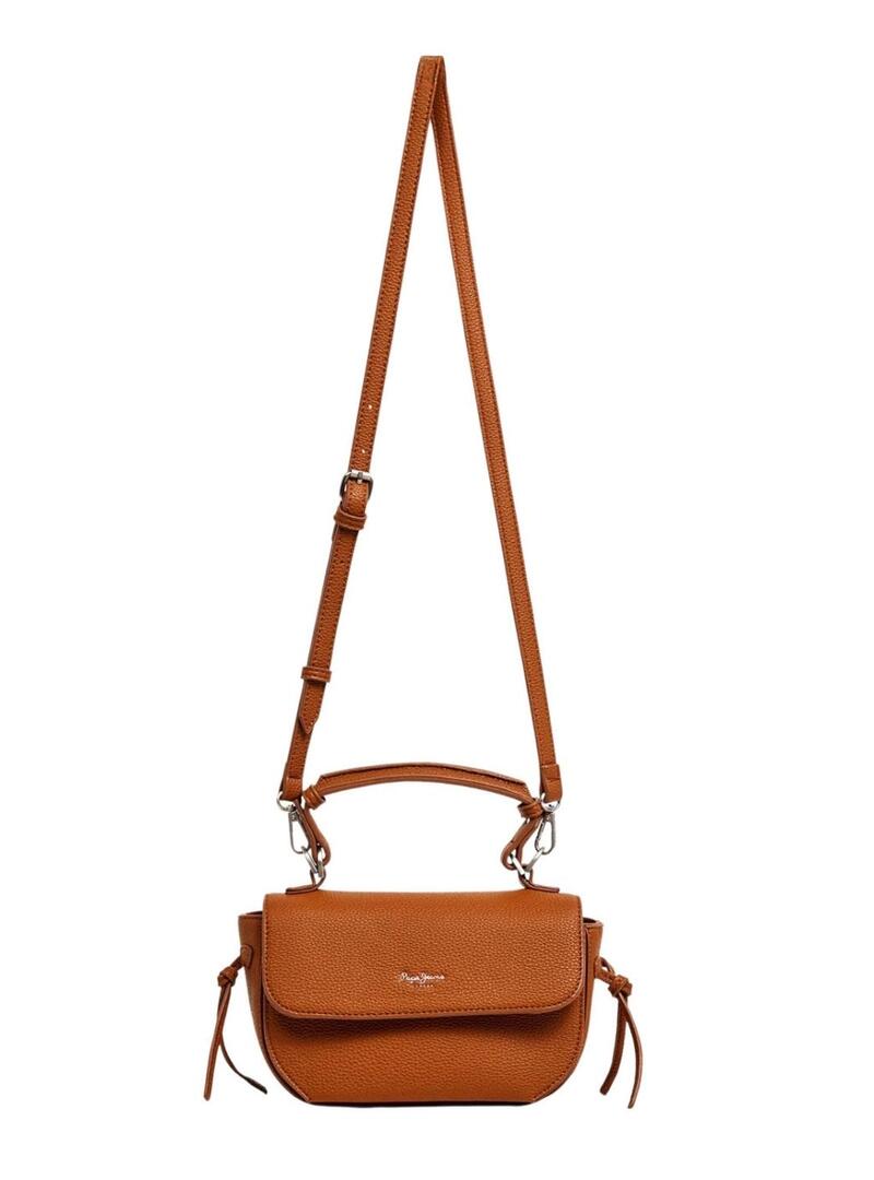 Bolsa Pepe Jeans Ambra script marrom para mulher