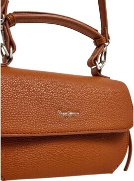 Bolsa Pepe Jeans Ambra script marrom para mulher