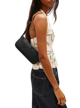 Bolsa Tommy Jeans Must Shoulder preta para mulher.