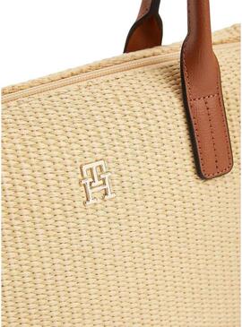 Bolsa Tommy Hilfiger Popette mini de rafia para mulher.