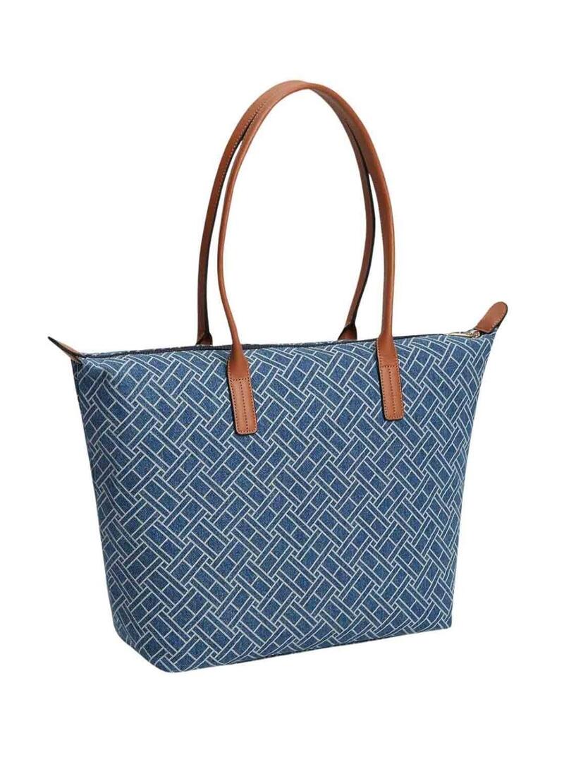 Bolsa Tommy Hilfiger Popette monográfica tote azul para mulher.