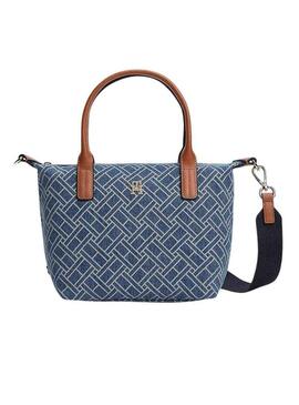 Bolsa Tommy Hilfiger Popette mini monograma azul para mujer