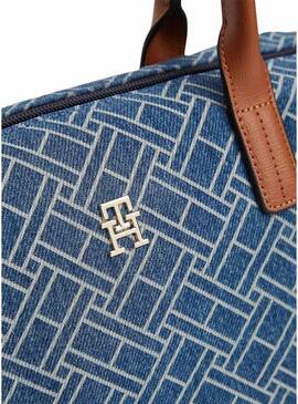 Bolsa Tommy Hilfiger Popette mini monograma azul para mujer
