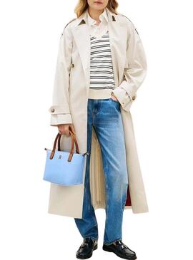 Bolsa Tommy Hilfiger Popette mini azul para mulher.