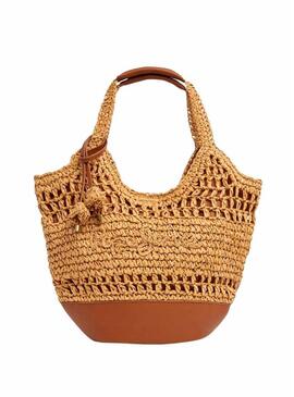 Bolsa Pepe Jeans Judith de rafia para mulher.