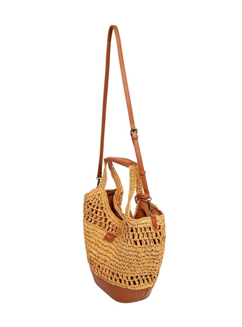 Bolsa Pepe Jeans Judith de rafia para mulher.