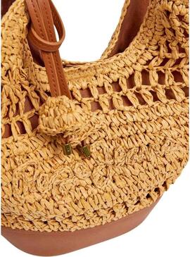Bolsa Pepe Jeans Judith de rafia para mulher.