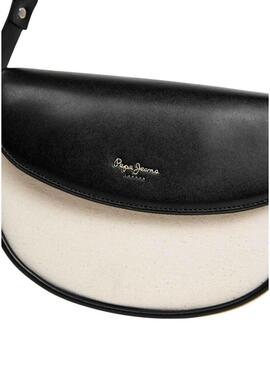 Bolsa Pepe Jeans Crisha branca e preta para mulher.