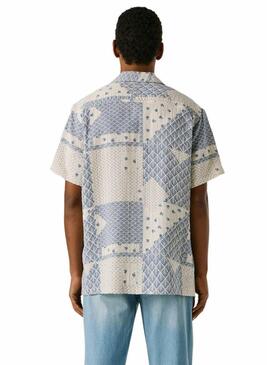 Camisa Pepe Jeans Pisarrot patchwork azul para homem