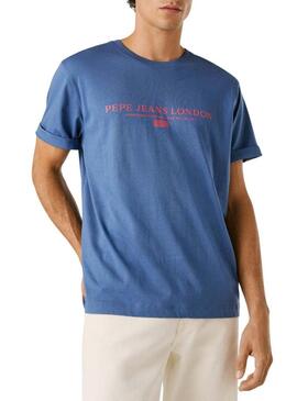 Camiseta Pepe Jeans Summer Logo azul para homem.