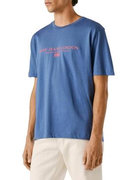Camiseta Pepe Jeans Summer Logo azul para homem.