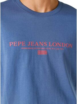 Camiseta Pepe Jeans Summer Logo azul para homem.