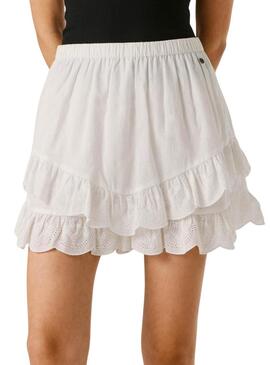 Saia calça Pepe Jeans Camila branca para mulher.