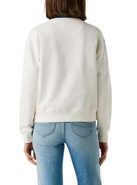 Moletom Pepe Jeans Maat branco para mulher.