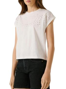 Camiseta Pepe Jeans Mina branca para mulher.