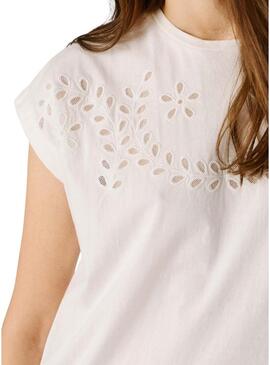 Camiseta Pepe Jeans Mina branca para mulher.