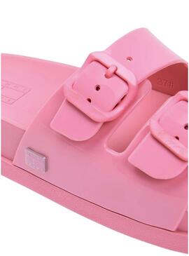 Chinelos Tommy Jeans Confort Jelly com fivelas rosa para mulher