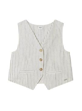 Colete Pepe Jeans Izzy listrado diplomático para menina.