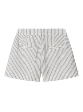 Calções Pepe Jeans Izzy com riscas diplomáticas bege para menina.