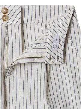 Calções Pepe Jeans Izzy com riscas diplomáticas bege para menina.